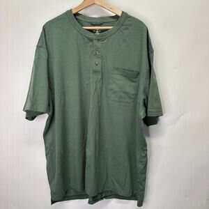 Red Head Green 3 Button Short Sleeve Crew Neck Henley T Shirt Mens Size 3XL